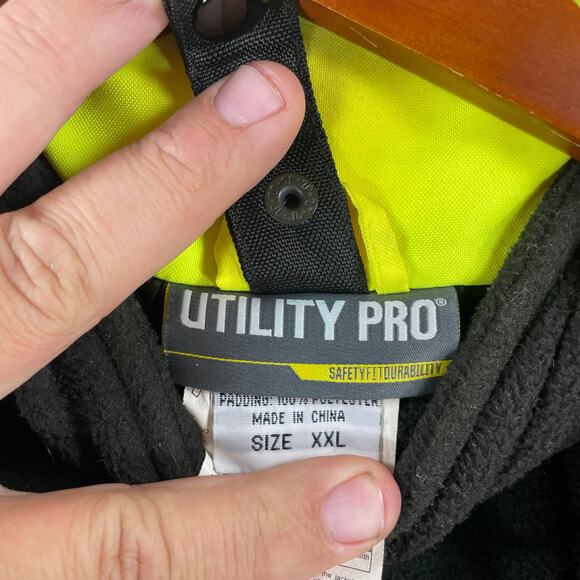 Utility Pro Premium High Vis Bomber Jacket Men's XXL Yellow Removable Fleece - Picture 4 of 13
